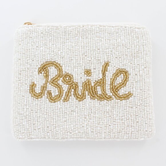 Kay Lee New York Handbags - New KAY LEE NY Beaded White/Gold BRIDE Coin Purse/Makeup Bag ❤️Made in India❤️